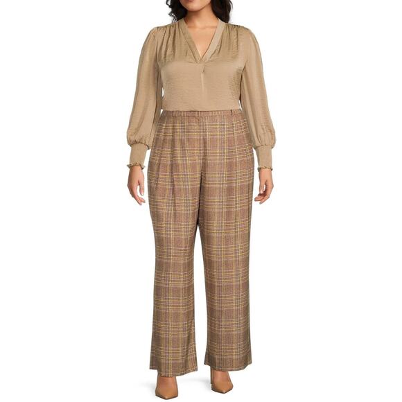 Vince Camuto Plaid Pleated Wide Leg Pants Trousers Academia Preppy Size 20W NWT - Picture 12 of 12